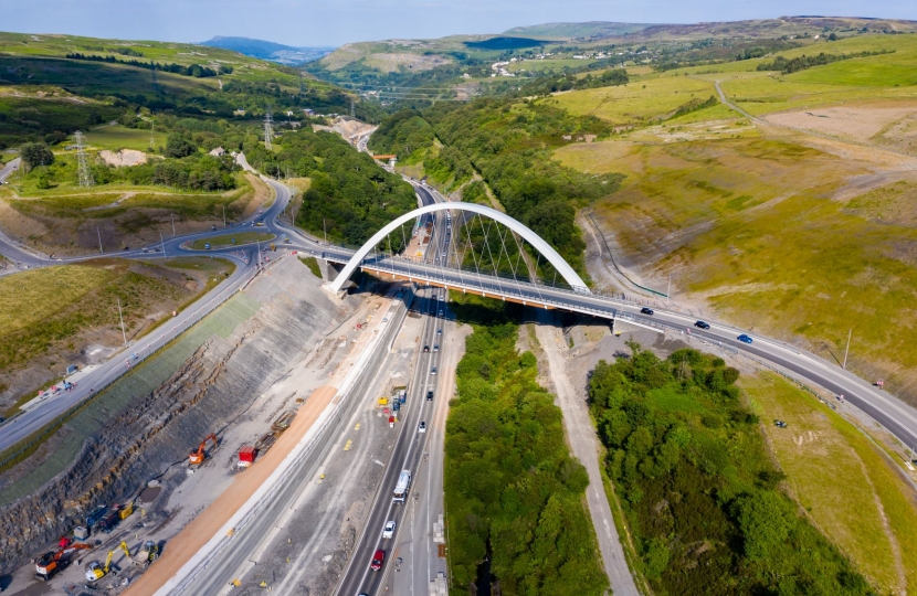 An ariel view of the A465 Heads of the Valleys Road.