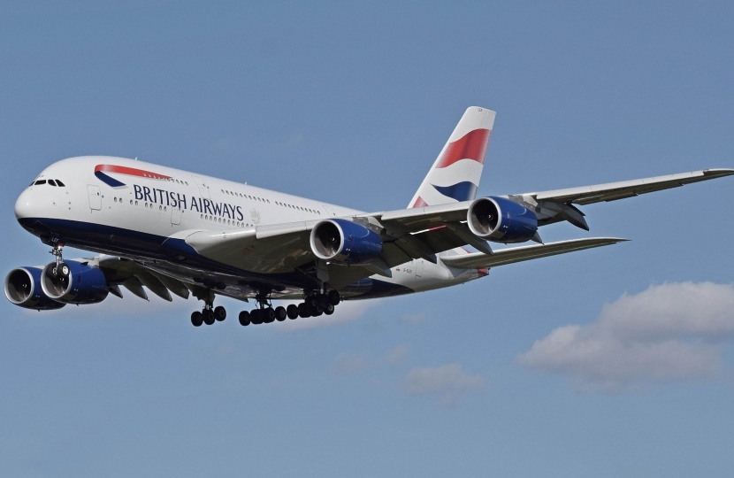 An Airbus A380 - the wings of which were made in Wales - in British Airways livery.