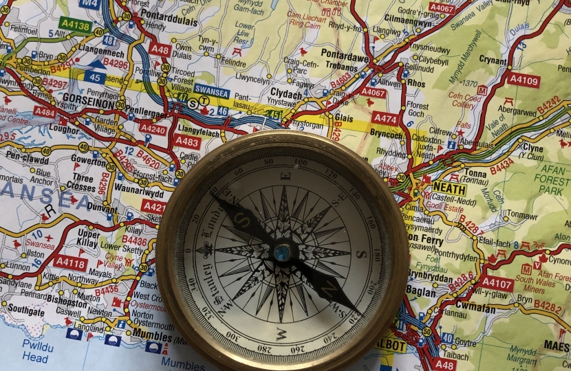 A map and compass.