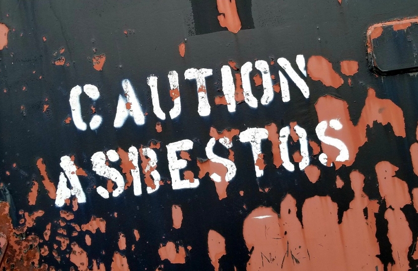 Asbestos sign.