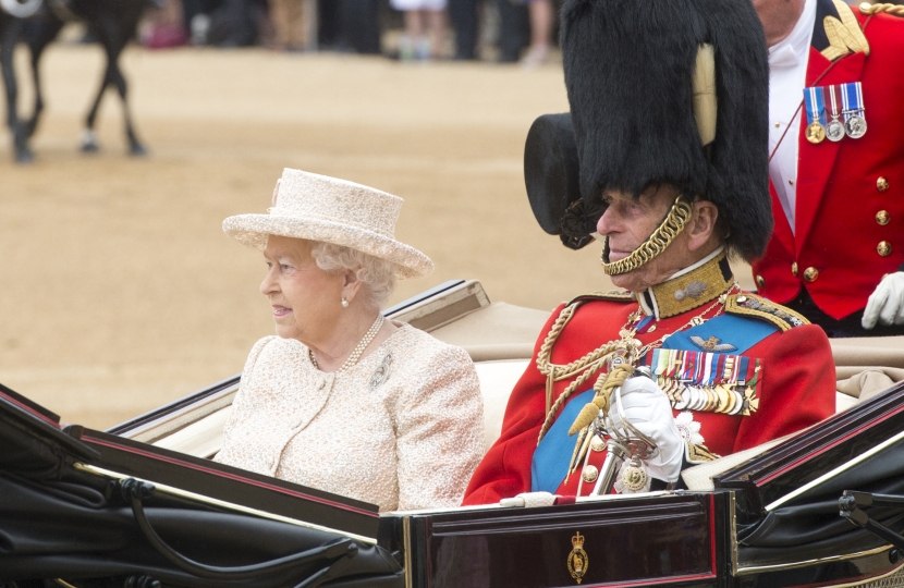 Her Majesty The Queen and Prince Philip, Duke of Edinburgh, at the 2015 Trooping the Colour.