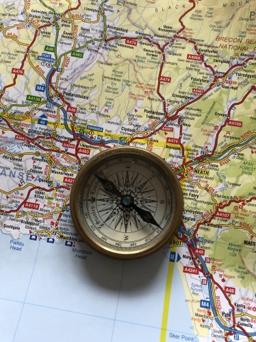 A map and compass.